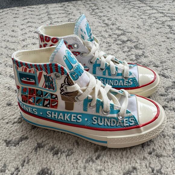 New Converse Chuck 70 Hi Frozen Treats Shoes Ice Cream Blue Red Youth 1Y - Picture 2 of 11